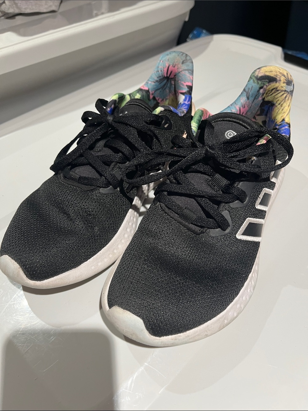 adidas Black Kids Sneakers with Floral Lining